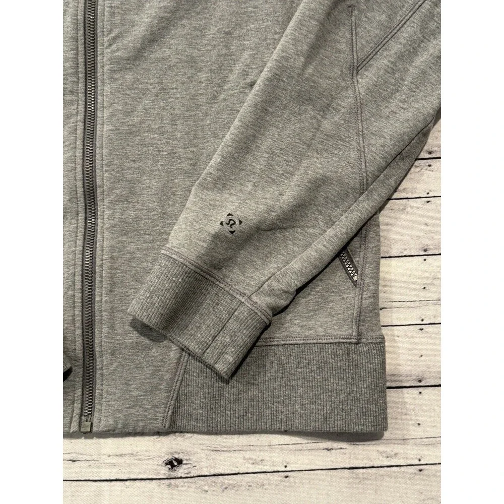 Lululemon Mens Cross Cut Hoodie Sz S Heathered Gray Full Zip Stretch EUC